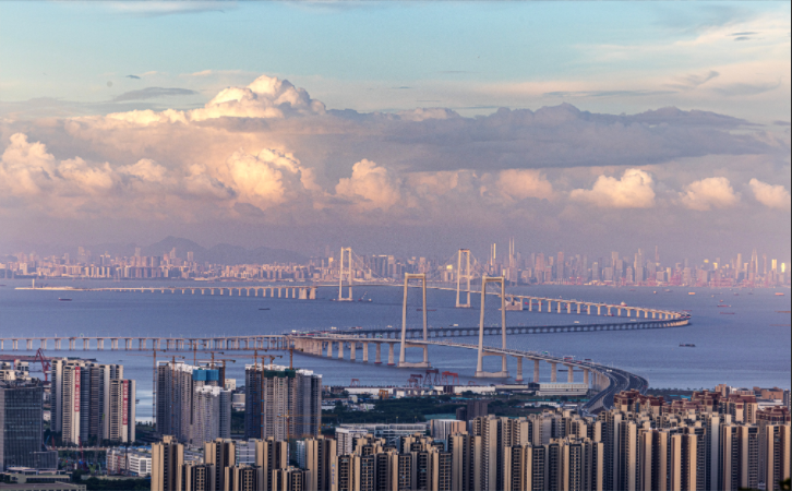 国家重大工程深圳至中山跨江通道—深中通道全景。
